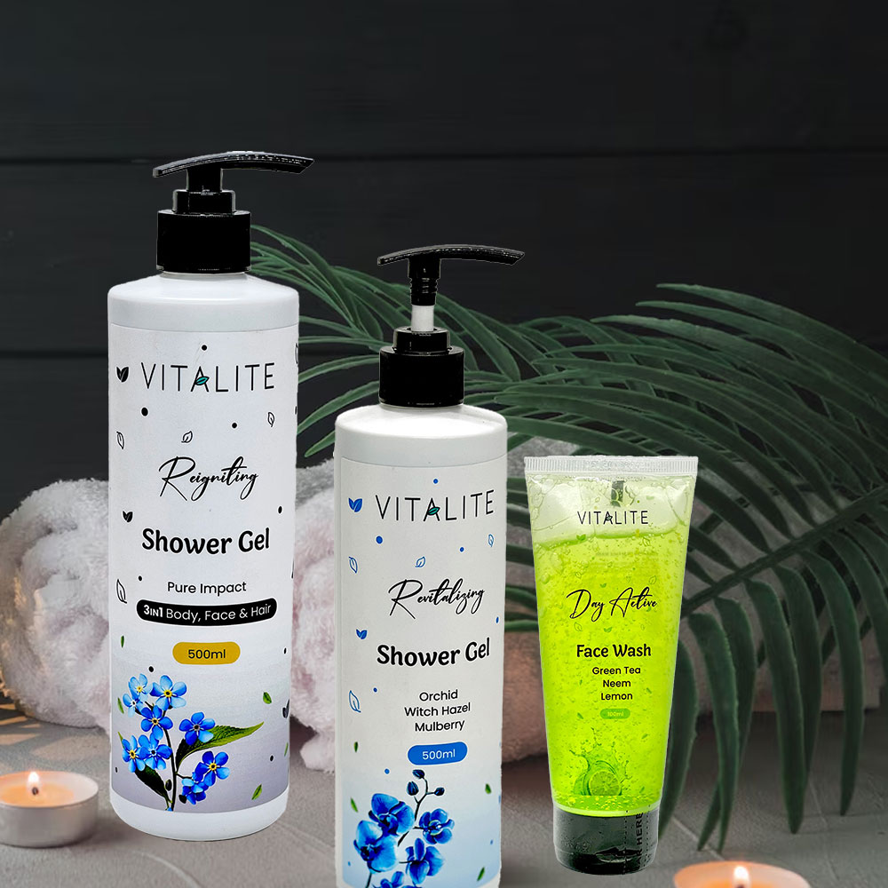 Combo 2 : 1pc Active Face Wash + 1pc 3 in 1 Shower Gel + 1pc Revitalizing Shower Gel